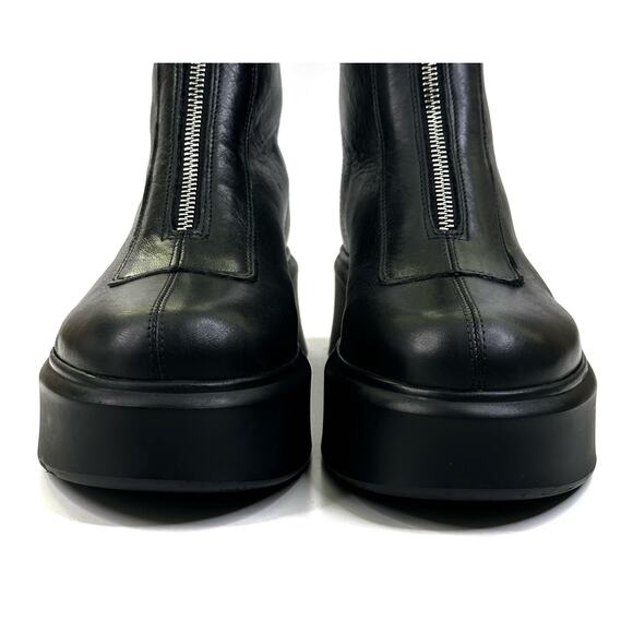 Steve Madden Jones Boots Womens 9.5M Black Leather Front Zip Platform New $130 - Picture 3 of 14